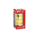 Apli Gomets Redondos Amarillo Metalizado Ø 20mm - 59 Hojas Pretroqueladas - 1770 Gomets por Rollo - Adhesivo Base Agua - Normas EN-71 y Cadena de Custodia FSC