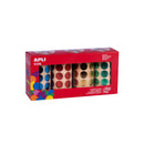 Apli Pack de 5.640 Gomets Redondos Ø 20mm - 4 Rollos de 1.410 Gomets - Adhesivo Permanente - Ideal para escuelas Infantiles y Colegios - Colores Metalizados Surtidos