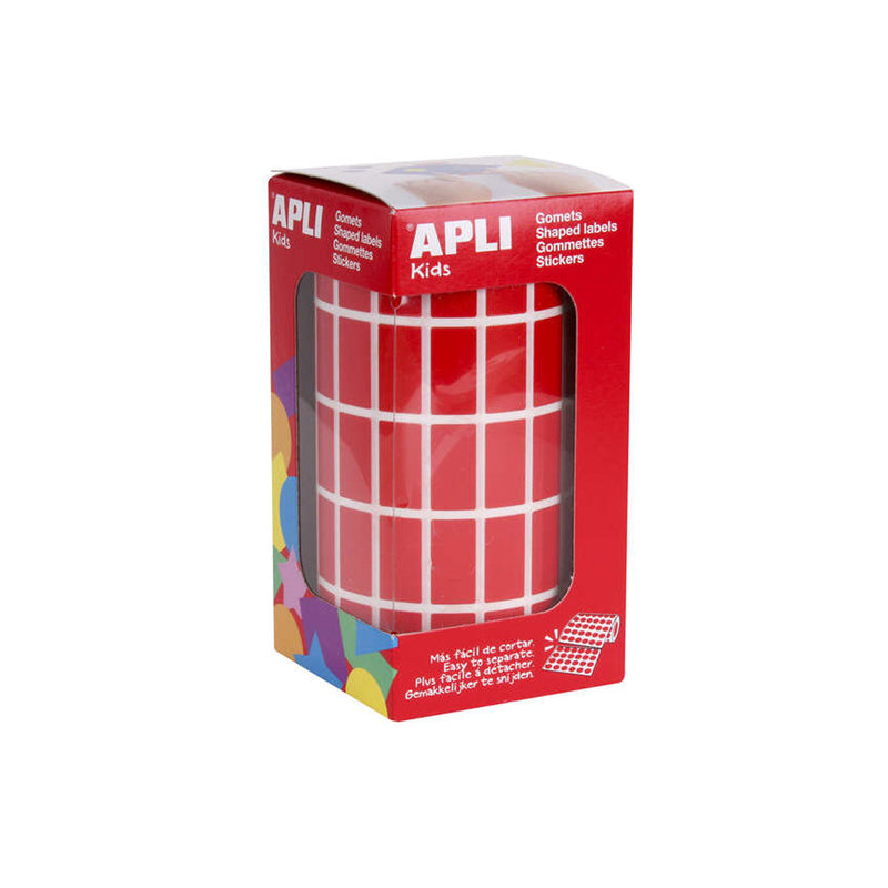 Apli Gomets Rectangulares Rojos - 20x10mm - 59 Hojas Pretroqueladas - 3540 Gomets por Rollo - Ideal para Actividades Infantiles - Cumple Normas de Calidad y Seguridad