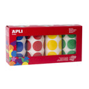 Apli Gomets Redondos Ø 33mm - Pack de 4 Rollos con 2832 Gomets - Adhesivo Permanente - Ideal para Desarrollar Habilidades en Guarderias
