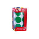 Apli Pack de 708 Gomets Redondos Ø 33mm - 59 Hojas Pretroqueladas - Adhesivo Permanente - Ideal para Escuelas Infantiles y Colegios - Color Verde