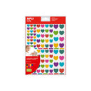 Apli Pack de 624 Gomets con Forma de Corazon Adhesivo Removible - Ideales para Escuelas Infantiles - Desarrollo de Habilidades y Creatividad - Colores y Tamaños Surtidos