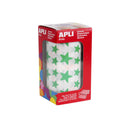 Apli Gomets Estrella Verde - 12.5mm y 19.5mm - Adhesivo Permanente - 2360 Gomets por Rollo - Ideal para Escuelas y Talleres Infantiles