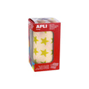 Apli Gomets Estrella Amarillo Metalizado - Tamaño 19.5mm - 1416 Gomets por Rollo - Adhesivo Base Agua - Normas EN-71 y FSC
