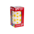 Apli Gomets Estrella Amarillos - 12.5mm y 19.5mm - Adhesivo Permanente - 2360 Gomets por Rollo - Ideal para Desarrollar Habilidades Infantiles