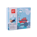 Apli Kids Juego de Gomets Barco - 8 Laminas Ilustradas de 200G - 8 Hojas de Gomets Removibles Geometricos - Libro Guia con Ejemplos - Alto Valor Didactico - Caja de Carton con Diseño Exclusivo