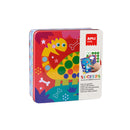 Apli Kids Juego de Gomets Dino - Incluye 8 Laminas Ilustradas - 8 Hojas de Gomets Removibles - Caja Metalica Exclusiva