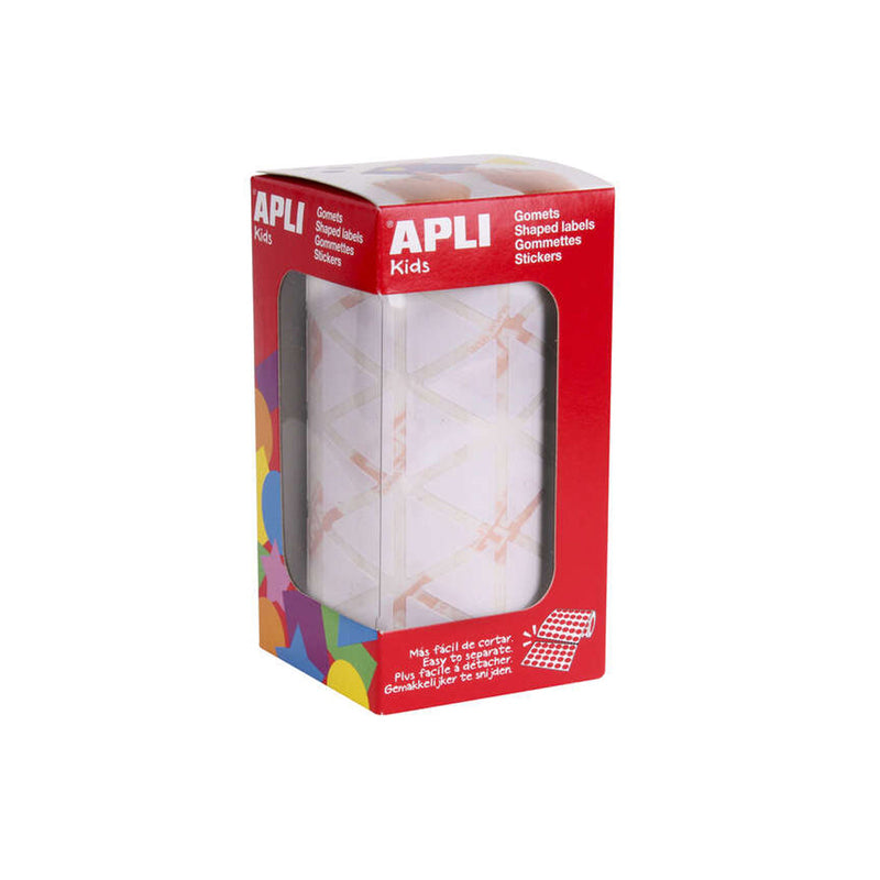 Apli Gomets Triangulares Blancos - 20x20x20mm - Adhesivo Permanente - 2832 Gomets por Rollo - Normas EN-71 y FSC - Adhesivo Base Agua - Libre de Disolventes - ECF - 100% Reciclables