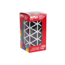 Apli Gomets Triangulares Negros - Tamaño 20 x 20 x 20mm - Adhesivo Permanente - 2832 Gomets por Rollo - Ideal para Escuelas y Talleres Infantiles