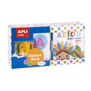 Apli Libro de Pegatinas Vocales Educativo - Tamaño 100x100x40 - 10 Paginas de Carton Rigido de 3mm - 5 Hojas de Gomets Removibles - Diseño Infantil con Ilustraciones Coloridas y Divertidas - Colorido