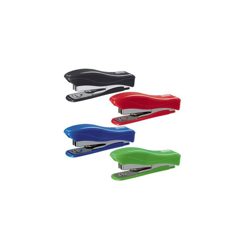 Petrus 200 Liliput Recycled Grapadora + 1 Caja de 1.000 Grapas 23/6 - Hasta 12 Hojas - Grapas 23/6 - Fabricada con un 85% de Plastico Reciclado - Grapado Cerrado y Clavado - Colores Surtidos
