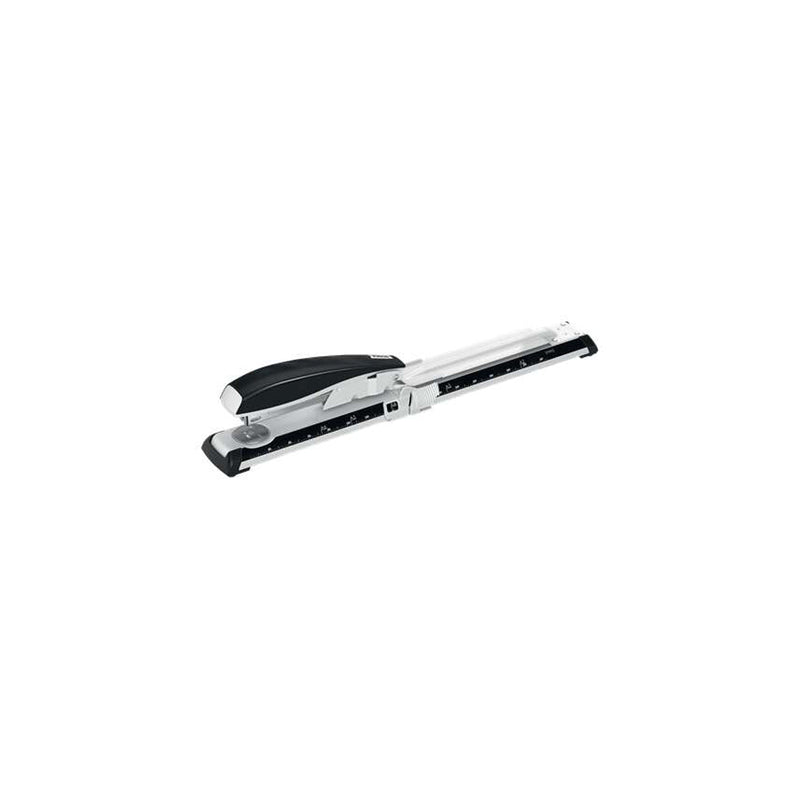 Petrus 600 Grapadora de Brazo Largo - Hasta 40 Hojas - Grapado Cerrado y Abierto - Para Grapas 22/6-8, 24/6-8 y 26/6-8 - Color Gris/Negro