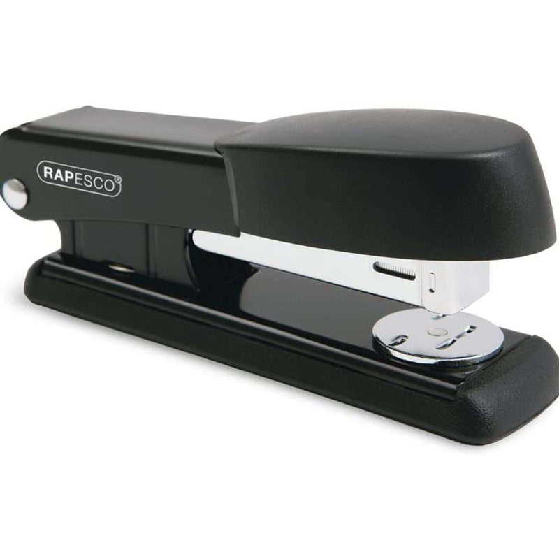 Rapesco Bowfin Grapadora Metalica de Sobremesa - Hasta 25 Hojas - Grapas 26/6, 24/6 - Grapado Cerrado y Abierto - Color Negro
