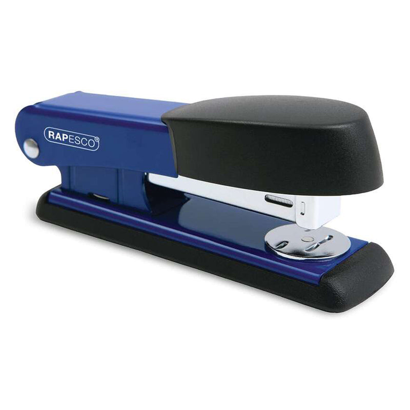 Rapesco Bowfin Grapadora Metalica de Sobremesa - Hasta 25 Hojas - Grapas 26/6, 24/6 - Grapado Cerrado y Abierto - Color Azul/Negro