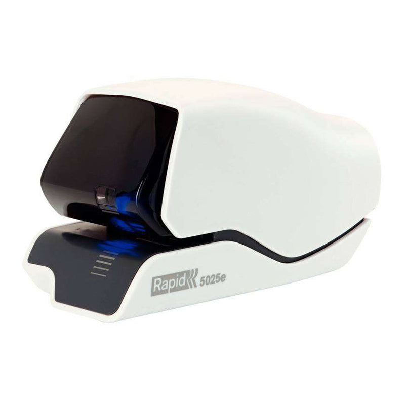 Rapid Grapadora Electrica Supreme 5025E - 25 Hojas - Carga de Cartucho - Diseño Excepcional - Blanco Grapa - Tecnologia de Grapado Plano - Cartucho Incluido - Enchufe Europeo Estandar