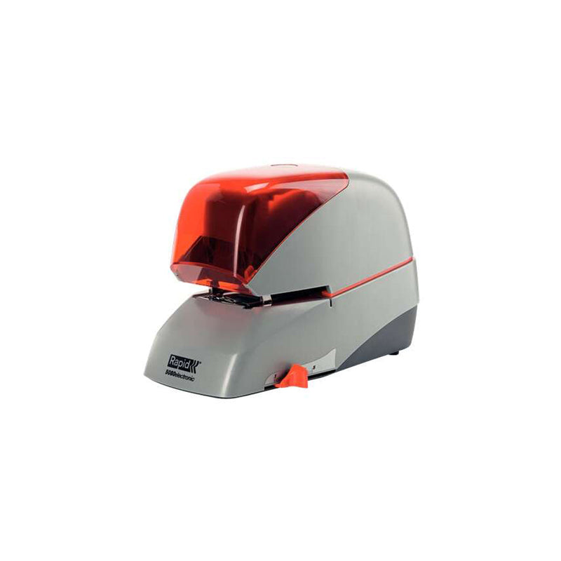 Rapid Supreme 5080e Grapadora Electrica de Sobremesa + Cartucho de 5000 Grapas - Grapa hasta 80 Hojas - Profundidad de Grapado Ajustable hasta 50mm - Color Gris/Naranja