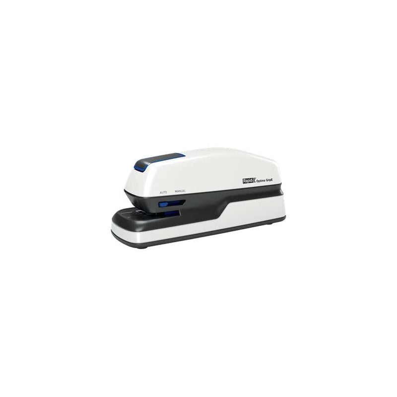 Rapid Optima GripE Grapadora Electrica de Sobremesa + Caja de 1000 Grapas - Hasta 20 Hojas - Utiliza Grapas Optima 56 - Color Gris/Negro