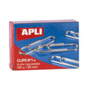 Apli Clips Alambre Nº 1½ - 26mm - Acabado Galvanizado Plata - 100 Unidades por Caja - Organizacion Perfecta