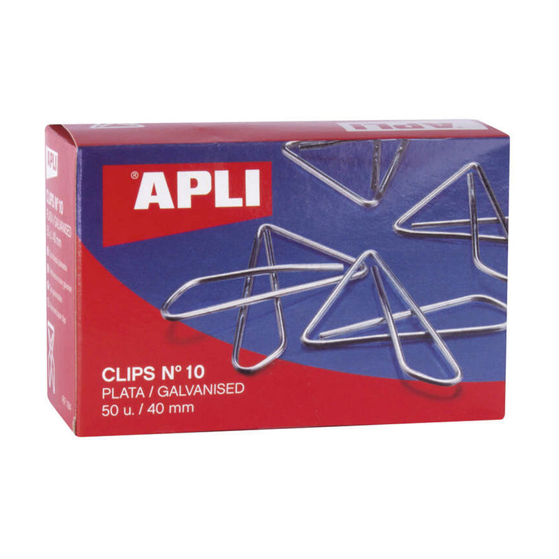 Apli Clips Mariposa Alambre Nº 10 (40mm) Acabado Galvanizado-Plata-Organiza tus Documentos con Estilo-Caja con 50 Clips