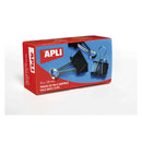 Apli Pack de 12 Pinzas Abatibles 15x32mm - Clips de Acero Templado en Negro - Asas en Acabado Niquel - Sujecion Optima hasta 120 Hojas