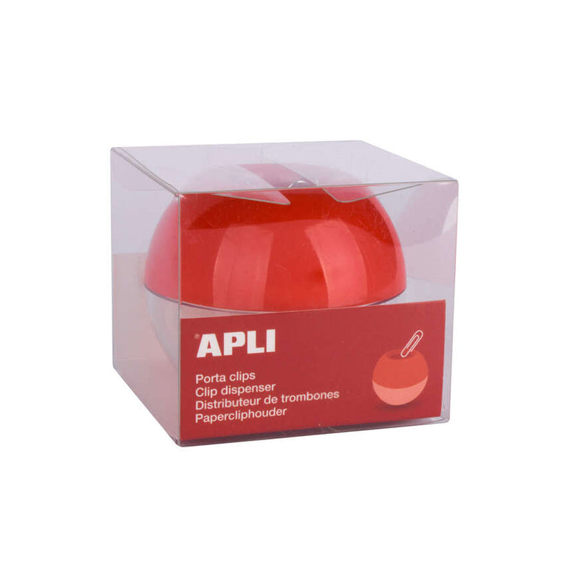 Apli Porta Clips Magnetico - Incluye 35 Clips Nº 1½ - Ahorra Espacio con Gran Capacidad (Ø 70x60 mm) - Facil Apertura para Recargar