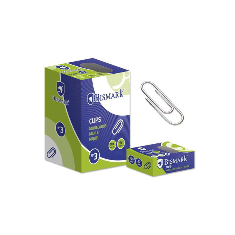 Bismark Pack de 100 Clips Nº3 42mm - Niquelados
