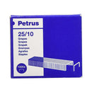 Petrus Caja de 1000 Grapas 25/10 Galvanizadas - Hasta 60 Hojas - Patilla de 10mm