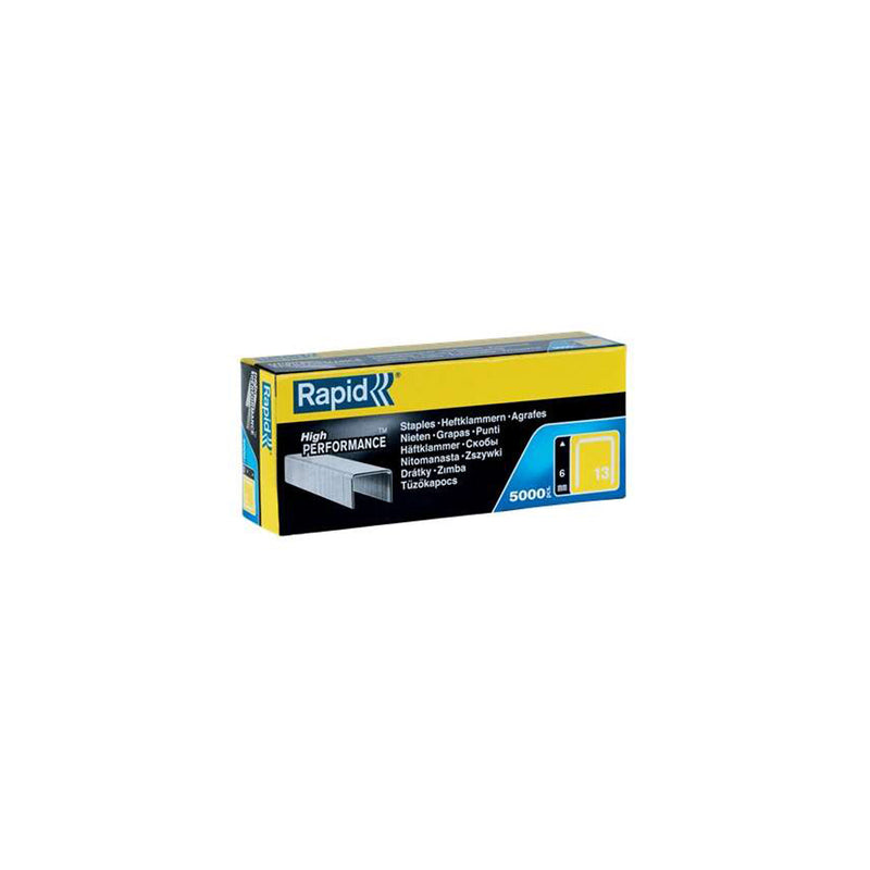Rapid Caja de 5000 Grapas Nº13 - Alambre Duro de Alto Rendimiento - Patilla de 6mm