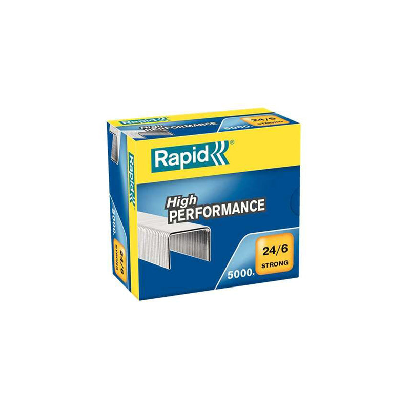 Rapid Strong Caja de 5000 Grapas 24/6 - Hasta 30 Hojas - Alambre Reforzado Galvanizado - Patilla de 6mm