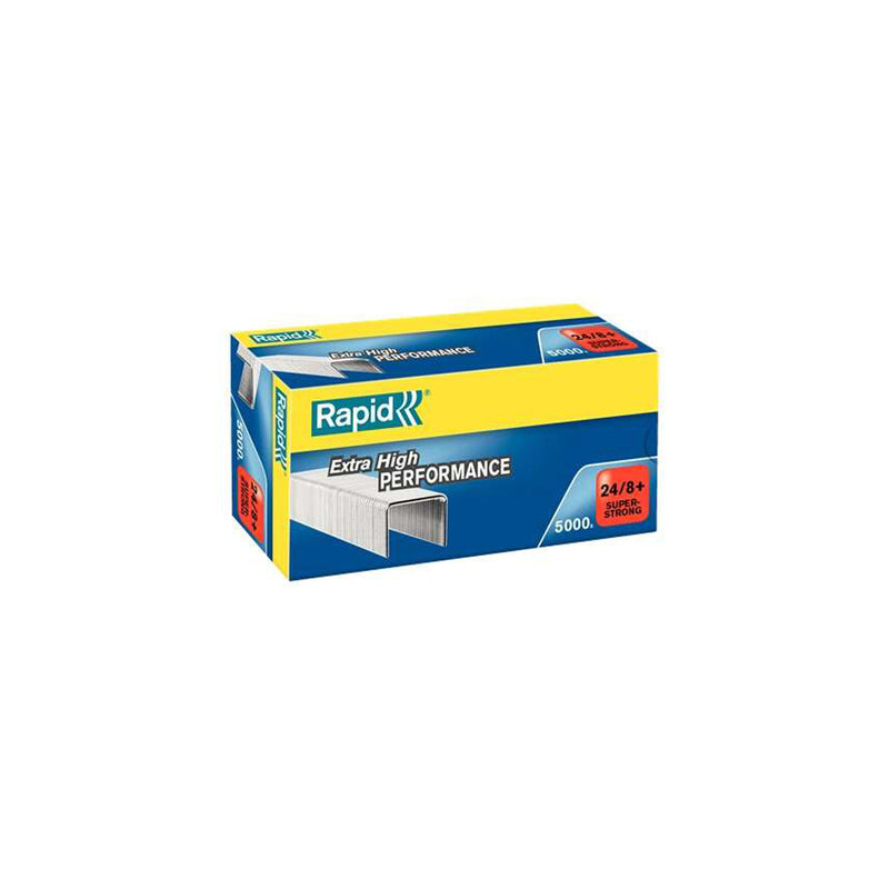 Rapid Super Strong Caja de 5000 Grapas 24/8+ - Hasta 50 Hojas - Alambre Galvanizado Superreforzado - Patilla de 8,5mm