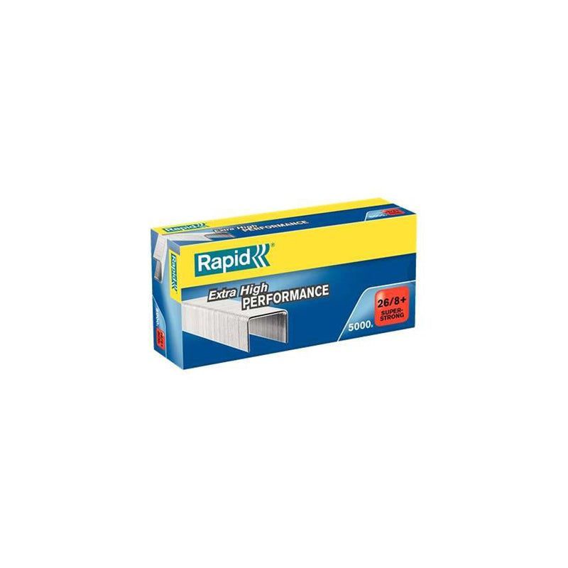 Rapid Super Strong Caja de 5000 Grapas 26/8+ - Hasta 50 Hojas - Alambre Galvanizado Superreforzado - Patilla de 8,5mm