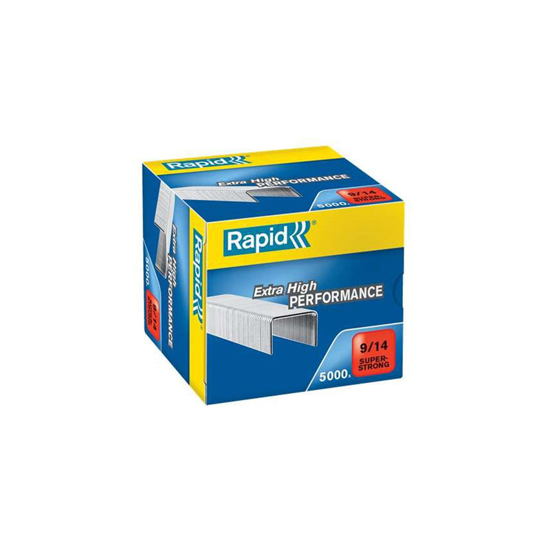 Rapid Super Strong Caja de 5000 Grapas 9/14 - De 80 a 110 Hojas - Alambre Galvanizado Superreforzado - Patilla de 14mm