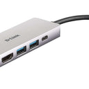 D-Link Hub USB-C 5 en 1 2 Puertos USB 3.0 + 1 HDMI + 1 RJ45 - Plug & Play