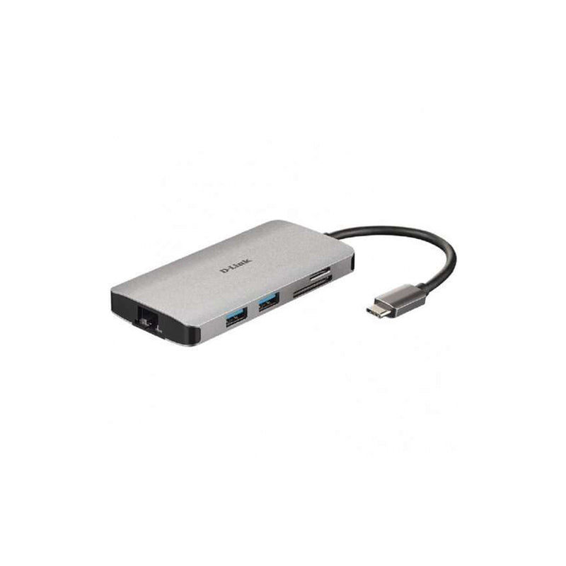 D-Link Hub USB-C 8 en 1 Lector SD, MicroSD, HDMI 4K, USB-C, RJ45, 3x USB 3.0