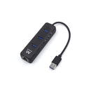 Ewent EW1140 Hub 3Puertos USB3.2 - Puerto de Red Gigabit - Color Negro