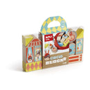 Apli Juego de Bloques de Madera Apilables Modelo Circo - 16 Piezas con Bolsa de Tela - Pino de Alta Calidad con Impresion a Todo Color - Estimula Sentidos y Motricidad Fina - Color Natural