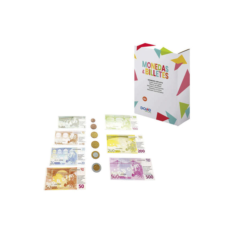 Dohe Juego de Monedas y Billetes de Euro - Plastico Resistente - Reutilizable - Recomendado para Primaria