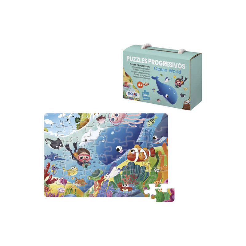 Dohe Puzzle Infantil de 36 Piezas - Tematica Animales del Oceano - Fabricado en Doble Capa de Carton - Capa Intermedia de Contrachapado - Estimula la Imaginacion