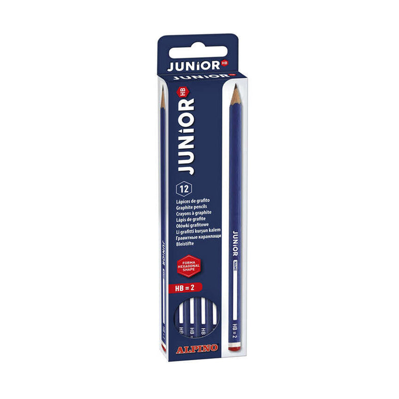 Alpino Pack de 12 Lapices de Grafito Junior con Cabecilla - Medida 12mm - Mina HB - Espacio para Personalizar - Colores Surtidos
