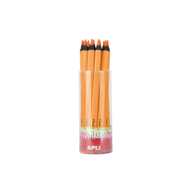 Apli Jumbo Fluor Lapiz Triangulares 5mm de Grosor - Mejor Sujecion y Mayor Cobertura - Color Naranja Fluor