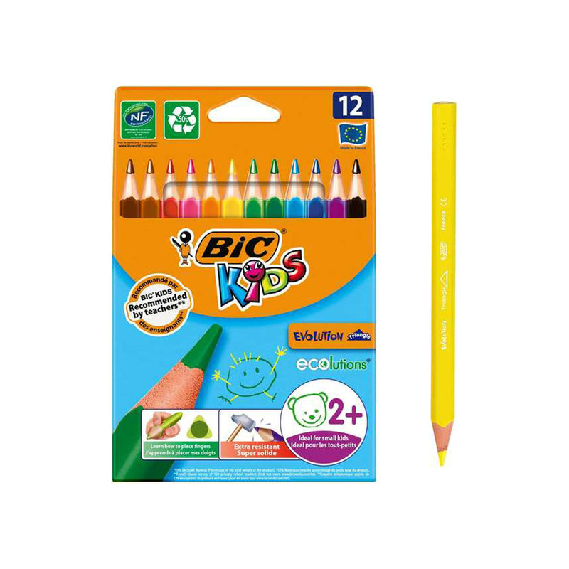 Triangular Red Bic Bic Kids Evolution Triangle Pack de 12 Lapices de Colores Triangulares