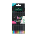 Faber-Castell Black Edition Pack de 12 Lapices de Colores Neon+Pastel - Mina Supersuave - Madera Negra - Ideales para Dibujo sobre Papel Claro, Oscuro y de Colores - Colores Surtidos