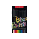 Faber-Castell Black Edition Caja Metalica de 12 Lapices de Colores - Mina Supersuave - Madera Negra - Ideales para Dibujo sobre Papel Claro, Oscuro y de Colores - Colores Surtidos