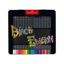 Faber-Castell Black Edition Caja Metalica de 24 Lapices de Colores - Mina Supersuave - Madera Negra - Ideales para Dibujo sobre Papel Claro, Oscuro y de Colores - Colores Surtidos