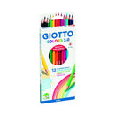 Giotto Colors 3.0 Pack de 12 Lapices Hexagonales de Colores - Mina 3 mm - Madera - Colores Surtidos