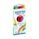 Giotto Colors 3.0 Pack de 24 Lapices Hexagonales de Colores - Mina 3 mm - Madera - Colores Surtidos