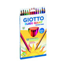 Giotto Elios Giant Wood Free Pack de 12 Lapices Triangulares de Colores - Sin Madera - Mina 5 mm - Colores Surtidos