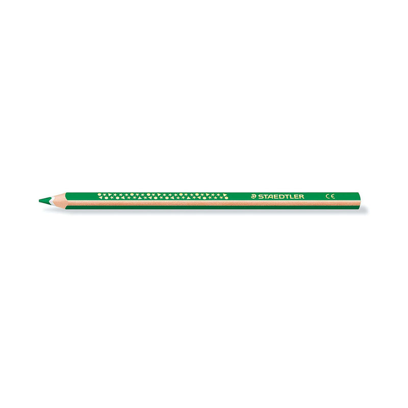 Staedtler Jumbo Noris 128 Lapiz Triangular de Color - Mina de 4mm - Resistencia a la Rotura - Diseño Ergonomico - Color Verde