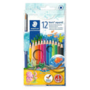 Staedtler Noris Aquarell Pack de 12 Lapices Hexagonales de Colores + Pincel - Madera de Bosques Sostenibles - Colores Surtidos