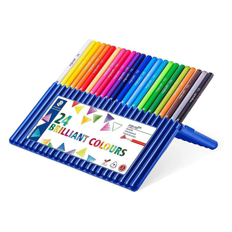 Staedtler Ergosoft 157 Pack de 24 Lapices de Colores - Diseño Ergonomico - Superficie Antideslizante - Colores Surtidos
